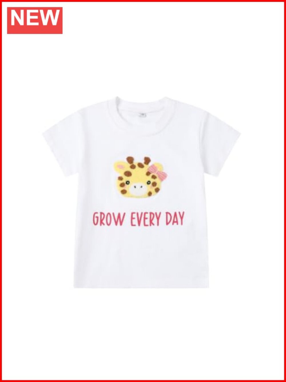 Toddler Cotton Graphic Tee Short Sleeve Crew Neck Animal Embroidery